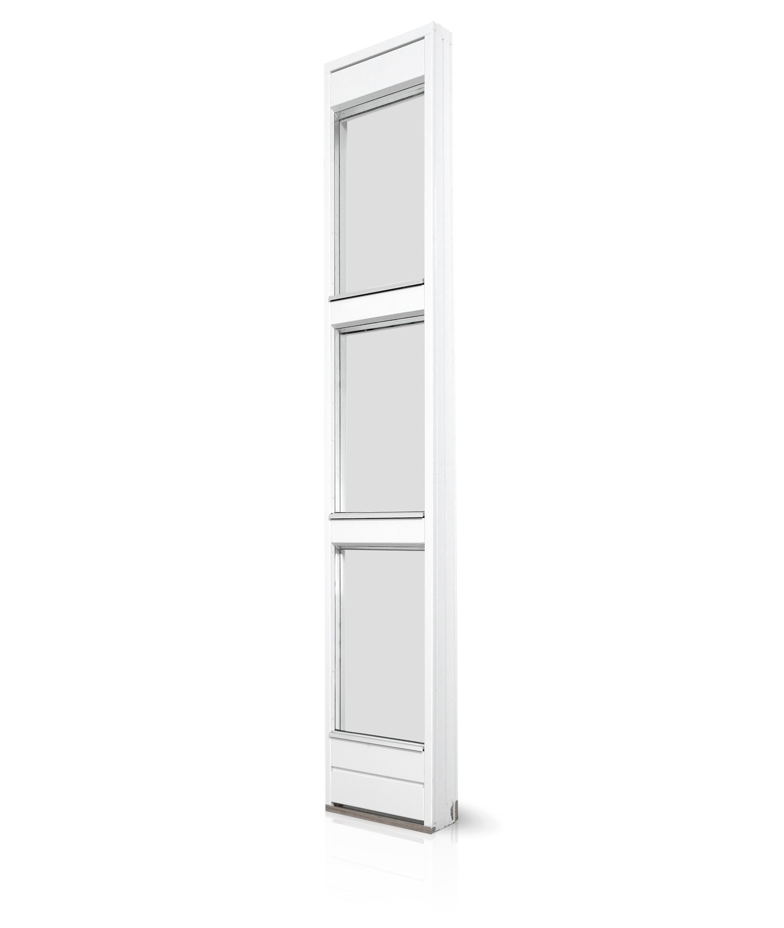 Billede af Sideparti og facadeelement – fastkarmsvindue med dobbelt bundplanke, topplanke og 3 glas
