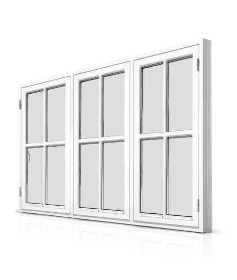 Billede af 3-fags Palævindue med krydssprosser – klassisk arkitektur med moderne komfort